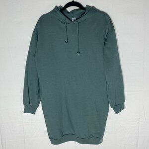The Sweet Life Apparel Long Green Hoodie Tunic Mini Dress With Pockets S